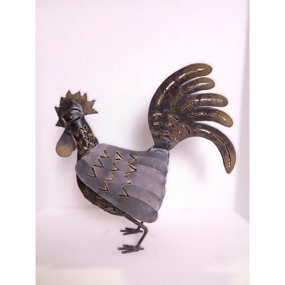 Vintage Rustic Metal Rooster Chicken Handmade Outdoor Tealight Candle Holder - Picture 2 of 15